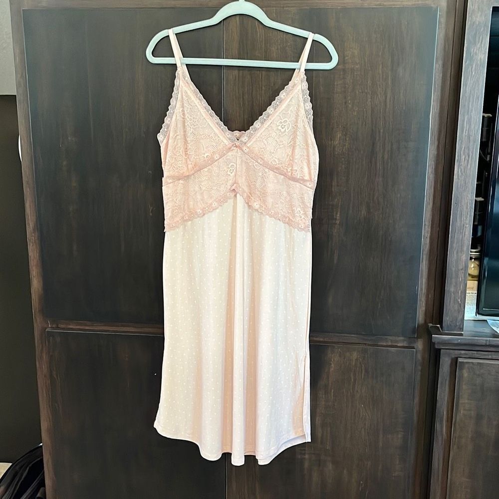 Nanette Lepore Vintage Pink Lace & Polka Dot Slip - LRG